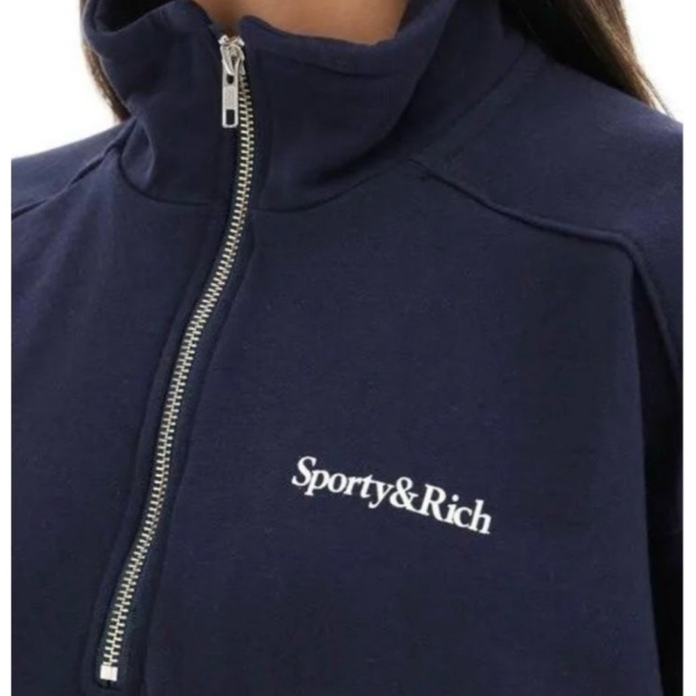 Sporty & Rich Dark Blue High-Collar Jacket
